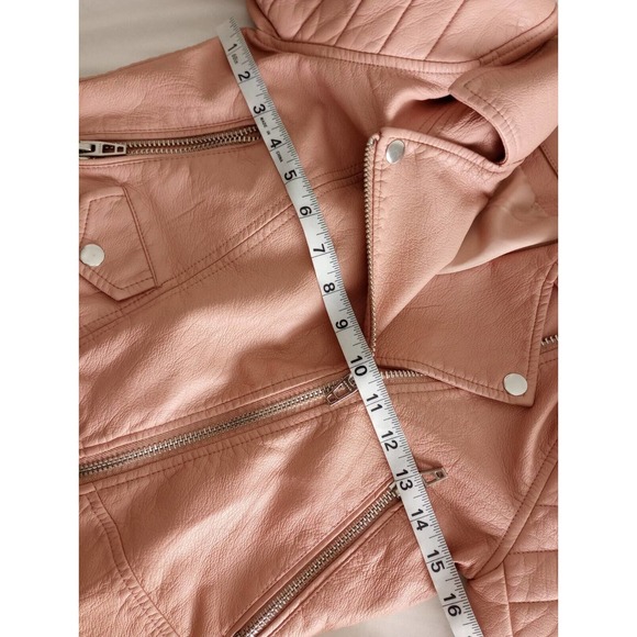 BLANKNYC Women's Pretty In PinkFuax Leather Long Sleeve Crop Moto Jacket Sz XS - Picture 10 of 12